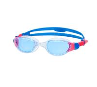 Zoggs Junior Phantom 2.0 Lunettes de natation en silicone souple, anti-buée, protection UV, ajustable, anti-fuite, confortables, en silicone souple, pour 6 à 14 ans, transparent/bleu - Verres teintés