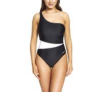 Zoggs Lattice One Shoulder Maillot de Bain Une pièce en Tissu écologique, Noir/Blanc, 38-inch/UK 14 Femme