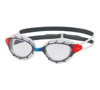 Zoggs Predator Lunettes de natation avec protection UV, sangles de lunettes de natation à réglage rapide, verres anti-buée pour adultes, ultra ajustés, transparent/gris/transparent - Coupe plus petite