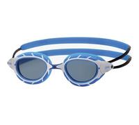 Zoggs Predator Lunettes de natation avec protection UV, sangles de natation à réglage rapide, verres anti-buée pour adulte, ultra ajustés, bleu/blanc/fumé teinté - Coupe régulière