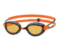 Zoggs Predator Lunettes de natation flexibles polarisées avec protection UV, sangles de natation à réglage rapide, verres anti-buée pour adultes, ultra ajustés, gris/orange/cuivre polarisé, coupe plus