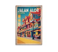 ZOGJIN Poster de paysage Kuala Lumpur Malaisie, Jalan Alor Street Scene.jpg Poster moderne sur toile décorative esthétique sans cadre 40 x 60 cm