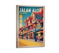 ZOGJIN Poster de paysage Kuala Lumpur Malaysia, Jalan Alor Street Scene.jpg Poster moderne sur toile décorative esthétique avec cadre 20 x 30 cm