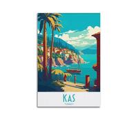 ZOGJIN Poster de paysage - Turquie - Village côtier de Kaş - Art mural moderne - Impression sur toile - Décoration esthétique - 60 x 90 cm - Style sans cadre