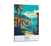 ZOGJIN Poster de paysage - Turquie - Village côtier de Kaş - Art mural moderne sur toile - Décoration murale esthétique - 60 x 90 cm - Style cadre