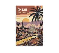ZOGJIN Poster de voyage Om Noi Thaïlande, temple rempli de paysage au coucher du soleil. jpg Poster moderne sur toile décorative esthétique sans cadre 20 x 30 cm