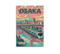 ZOGJIN Poster de voyage Osaka Japon, train Bridge River Paysage urbain.jpg Poster moderne sur toile décorative esthétique 20 x 30 cm sans cadre