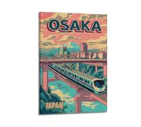 ZOGJIN Poster de voyage Osaka Japon, train Bridge River Paysage urbain.jpg Poster moderne sur toile décorative esthétique 20 x 30 cm style cadre
