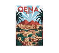 ZOGJIN Poster de voyage Qena Egypt, pyramides et palmiers. jpg Poster moderne sur toile décorative esthétique 30 x 45 cm sans cadre