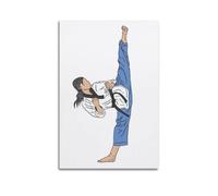 ZOGJIN Poster moderne sur toile représentant une femme au Taekwondo - Décoration murale - 30 x 45 cm - Sans cadre