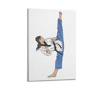 ZOGJIN Poster moderne sur toile représentant une femme au Taekwondo - Décoration murale moderne - 40 x 60 cm - Style cadre