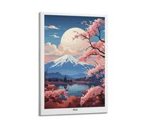 ZOGJIN Poster vintage Japon, montagne Fuji Moonlit Lake.jpg Poster moderne sur toile décorative esthétique 40 x 60 cm style cadre