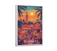 ZOGJIN Poster vintage Marrakech Maroc, Place du marché au coucher du soleil. jpg Poster moderne sur toile décorative esthétique 30 x 45 cm style cadre