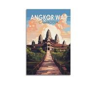 ZOGJIN Vintage Travel Angkor Wat Cambodge, Ancient Temple Path.jpg Poster Moderne Art Mural Toile Esthétique Décoration Peinture 40 x 60 cm Sans Cadre