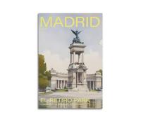 ZOGJIN Vintage Travel Madrid Espagne, El Retiro Park with Historic Monument And Lake.jpg Poster Moderne Wall Art Toile Esthétique Décoration Peinture 60 x 90 cm Sans Cadre