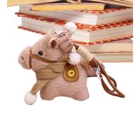 Zoh- Pendentif cheval - 17 x 13 cm - Mascotte en peluche - Porte-clés en corde douce - Symbole de l'année - Design de collection - Porte-clés pour sac - Cadeau festif, marron, Refer to description