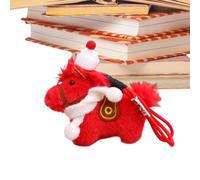 Zoh- Pendentif cheval - 17 x 13 cm - Mascotte en peluche - Porte-clés en corde douce - Symbole de l'année - Design de collection - Porte-clés pour sac - Cadeau festif, Rouge, Refer to description