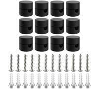 ZOHAR Lot de 12 broches murales et de plafond en deux parties - Noir - Pour câble textile - Fixation au plafond - Balançoire singe - Support de câble pour lampe DIY avec vis et chevilles
