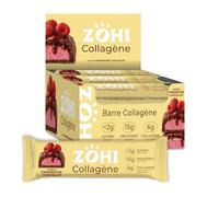 ZOHI - Barre avec Collagène saveur Chocolat et Framboise - Riche en Protéines et Moins de 2g de Sucres - Enrobée de Chocolat au Lait et Billettes Croustillantes - 50g (Pack de 12)