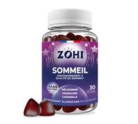 ZOHI - Complément Alimentaire Sommeil - Gummies Sommeil favorisant l'Endormissement et la Qualité du Sommeil - Mélatonine - 60 gommes de fruits goût Fraise Sans Sucres - Vegan - Fabriqué en France