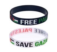 ZOHIKO Bracelet drapeau de la Palestine, support avec bracelet en silicone, bracelet drapeau de la Palestine, bracelet en silicone pour homme et femme, 2PCS, Silicone