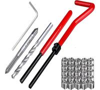 Zohino Kit de réparation de filetage 30 pièces M5X0,8mm Insert de filetage métrique Kit de réparation de filetage dénudé Foret taraud Kit d'outils manuels Outil d'insertion Helicoil Kit de