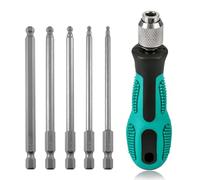Zohino Lot de 6 tournevis à tête sphérique 100 mm 1/4" Magnétique Hex Socket S2 Acier Embout à Bille Hex Set pour Tournevis sans fil 2,5/3/4/5/6 mm