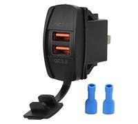 Zohisin Black Universal Rocker Switch Style Dual USB Car QC3.0 Fast Charge Socket with LED Backlight