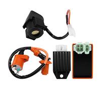 Zohisin Kit Allumage CDI 6 Broches + Bobine d'Allumage 4 Broches + Redresseur & Relais de Démarrage pour Moteur Horizontal 50 Quad Pocket Bike Moto