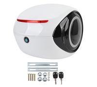 Zohisin Top Case de Moto 32L ABS Sportif Boîte de Queue Portable avec Dossier et Bandes Réfléchissantes pour Moto Scooter Casque de Vélo Électrique Support de Rangement Blanc (Blanche)