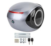 Zohisin Top Case de Moto 32L ABS Sportif Boîte de Queue Portable avec Dossier et Bandes Réfléchissantes pour Moto Scooter Casque de Vélo Électrique Support de Rangement Blanc (Grise)