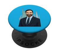 Zohran Mamdani Portrait du Maire de New York Statue de la Liberté PopSockets PopGrip Adhésif