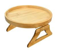 Zohuwerui Plateau rond en bois pour accoudoir de canapé 25 cm, support de télécommande, plateau pliable à clipser pour canapés et fauteuils larges