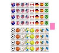 Zohuwerui Sea-Side Escape Mahjong Game, 65 Blocs Jeu de Mahjong Portable avec Motif Drapeaux et Boules pour Adultes et Enfant, Jeux de Société pour Famille, Voyage, Réunion de Fête