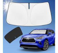 ZOIBV Pare-soleil pour Toyota Highlander 2020-2024 - 4 couches - Pare-soleil de fenêtre avant - Ajustement personnalisé - Highlander L LE XLE Limited Platinum - Pare-soleil 240T - Accessoires de
