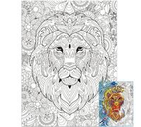 ZOIIWA Poster géant à colorier de lion pour enfants et adultes - Grande affiche de coloriage de lion de 100 x 130 cm - Affiches à colorier pour l'école, la salle de classe, la famille, le bureau, les