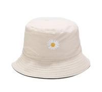 ZOIKOM Chapeau Baquet Brodé de Chrysanthèmes - Chapeau de Pêcheur Neutre d'Extérieur et de Mode - Laine, Noir et Beige