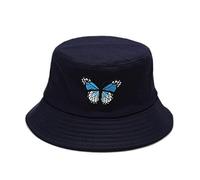 ZOIKOM Chapeau de pêcheur Neutre brodé d'un Motif de Papillon, à la Mode et élégant. (Coton, Bleu Marine)
