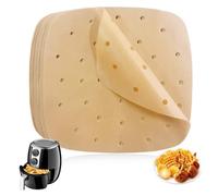 ZOKJSW 100 Feuilles Papier pour Friteuse à Air, Perforé Papier à Vapeur sulfurisé Carré de cuisson, Parchemin résistant à la chaleur, Antiadhésif(21.5 * 21.5cm)