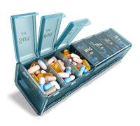 Zoksi Pilulier hebdomadaire extra large 2 fois par jour, XXL 7 jours avec grands compartiments AM/PM, couvercles faciles à ouvrir à 180°, adapté aux soignants, sans BPA, pour vitamines et compléments