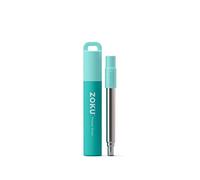 Zoku Paille de poche réutilisable | télescopique en acier inoxydable écologique | Comprend un étui de transport compact hygiénique et une brosse de nettoyage, embout buccal en silicone | Longueur
