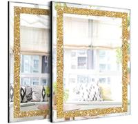 ZOLAPI Lot de 2 miroirs muraux en Cristal avec Strass et Diamants pour Couloir, Accents dorés, pour Salle de Bain, Chambre à Coucher, 27,9 x 38,1 cm