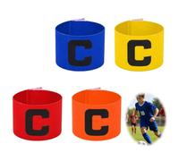 Zolara 4 Pièces Brassard Capitaine Foot, Brassard Capitaine de Football Enfant, Brassards de Capitaine de Football Élastique Réglables C pour Adulte et Junior