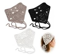 Zolara Bandanas Triangulaires Femme Ajourés, Lot de 3 | Polyester élastique, noir beige kaki, plié 14 x 11 x 0,7 cm
