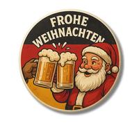 Zolavia Aimant de Noël rond avec motif joyeux Saint-Nicolas, décoration de Noël, porte-souvenirs décoratif pour notes sur un casier ou un tableau blanc, petit cadeau pour des connaissances, 38 mm, 1