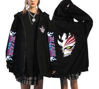 Zolito BL.EA.CH Vestes Sweat à Capuche Full Zip, Pulls à 3D Anime Hip Hop Casual pour Unisex, Hauts de Sport Doux Les Loisirs Printemps Automne, Hommes Femmes(Black1,M)