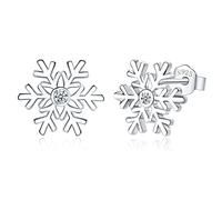 Zolkamery Boucles d'oreilles de Noël en argent sterling 925 pour femme, 10 mm, petites boucles d'oreilles pour dormir, flocon de neige, élan, perle zircone, Père Noël, boucles d'oreilles en argent
