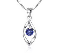 Zolkamery Collier pour femme en argent sterling 925, chaîne en argent sterling 925 avec pendentif en forme de goutte blanc/aigue-marine/rose/saphir/violet/rouge/vert, hypoallergénique avec pendentif