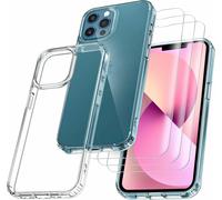 Zoll Iphone 13 Pro 6.1 Case, With 3 Armor Tempered Glass Films, Never Yellowing Military Standard, Shock Resistant And Scratch Resistant Protective Case Transparent