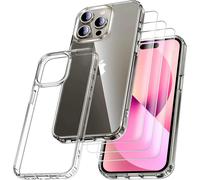 Zoll Iphone 14 Pro 6.1 Case, With 3 Armor Tempered Glass Films, Never Yellowing Military Standard, Shock Resistant And Scratch Resistant Protective Case Transparent